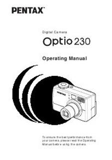 Pentax Optio 230 manual. Camera Instructions.